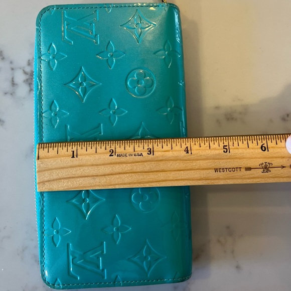 SALE!! Rare authentic louis vuitton monogram vernis wallet turquoise - Picture 12 of 14